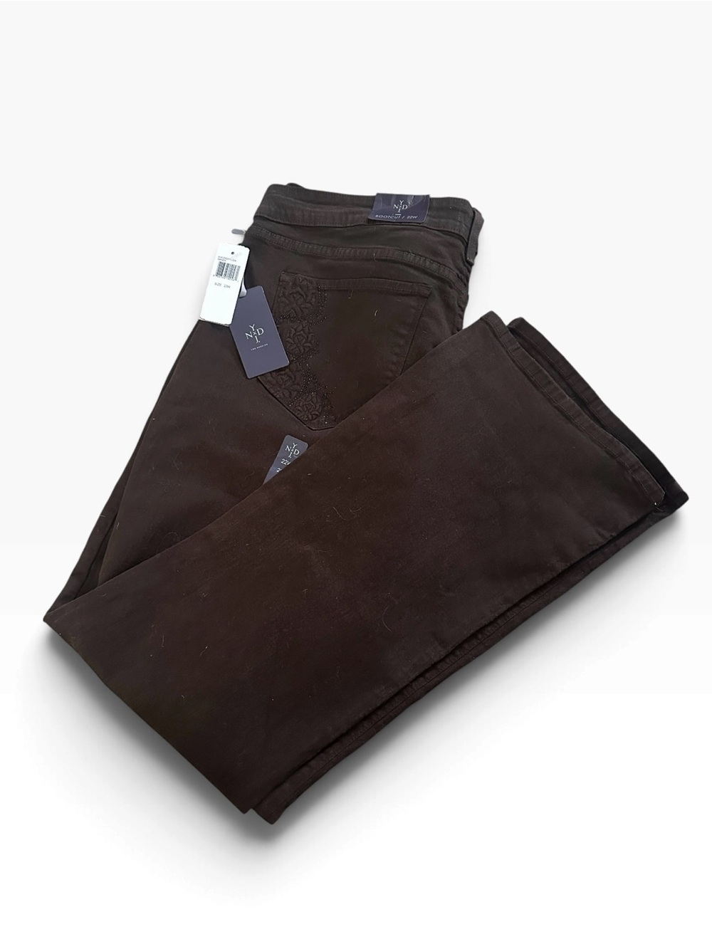 NWT NYDJ Boot Cut Brown Embellished Stretch Denim Jeans Womens Plus 22W